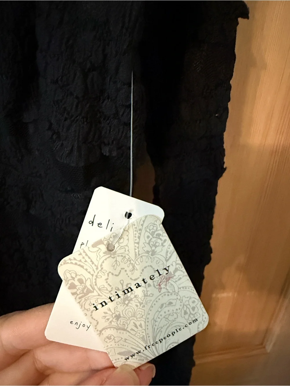 Free People x Intimately FP Angelina Lace Bodysuit in Black Large NWT